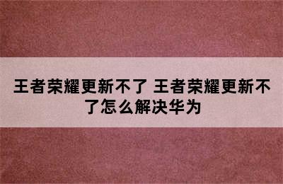 王者荣耀更新不了 王者荣耀更新不了怎么解决华为